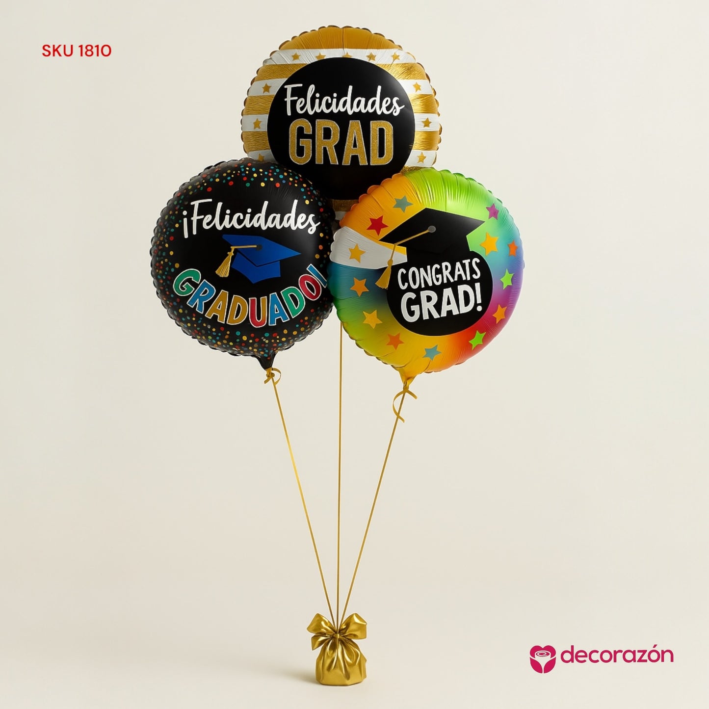 Ramillete de 3 globos 18’ motivo Graduación