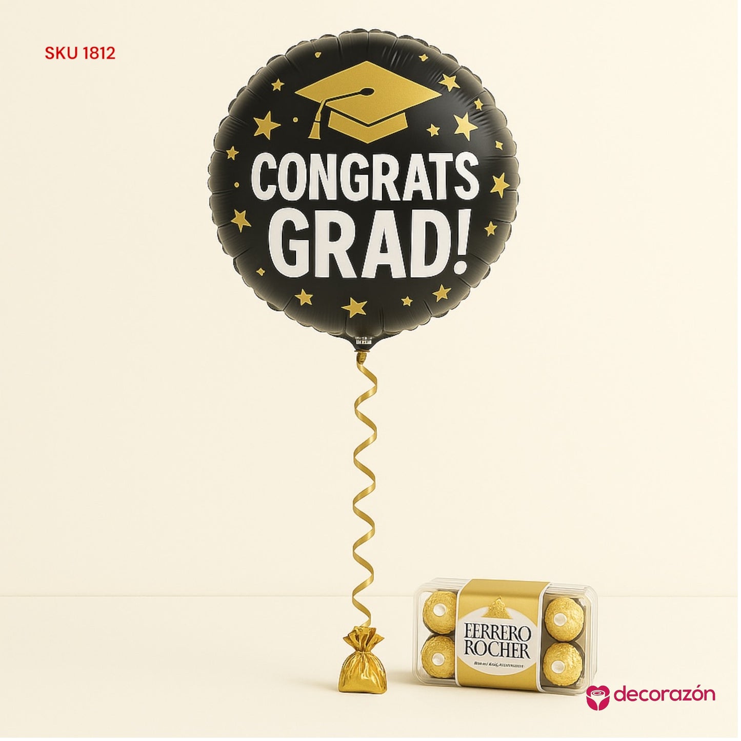 Globo 18’ Graduación y caja de 16 chocolates Ferrero