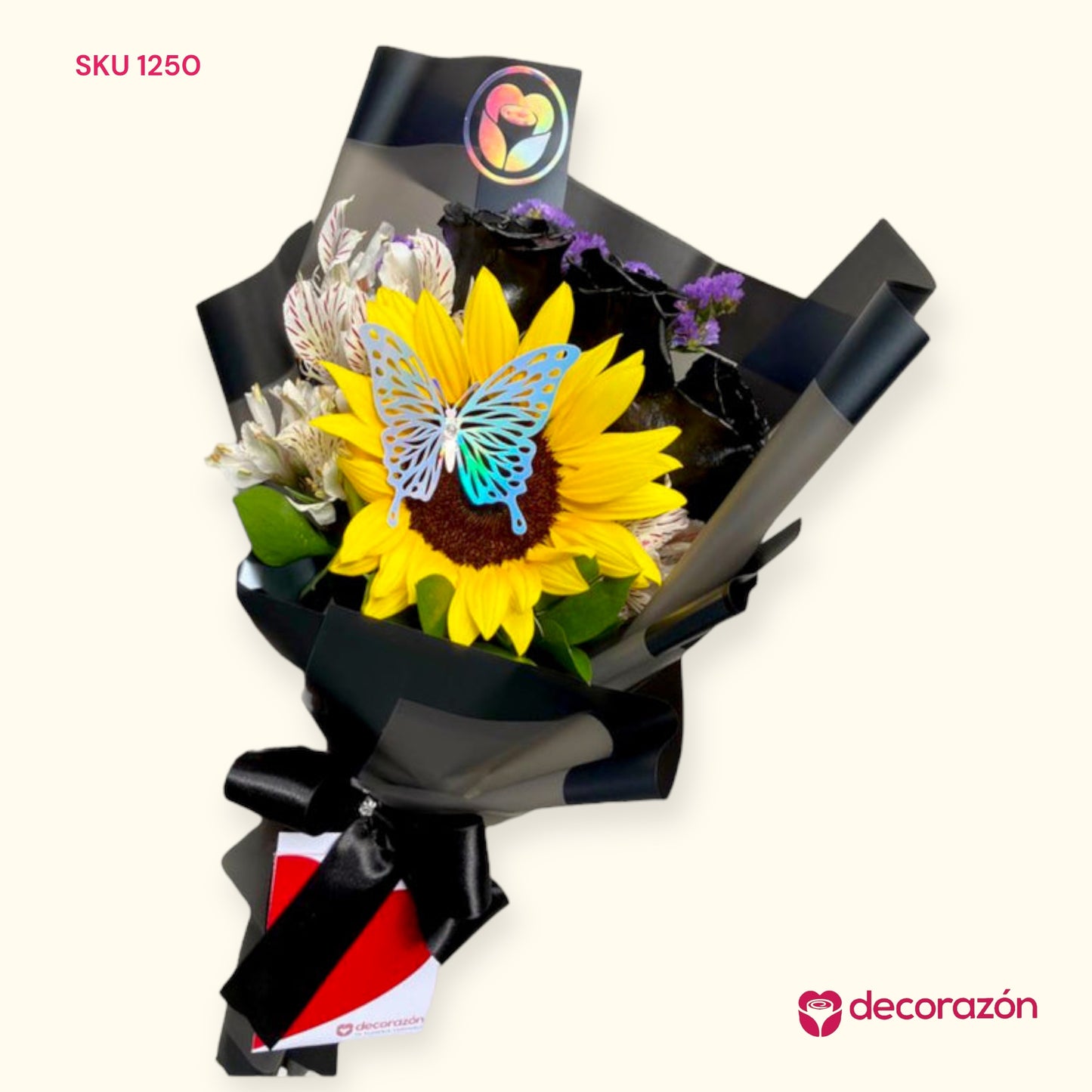 Ramo de Girasol con rosas negras