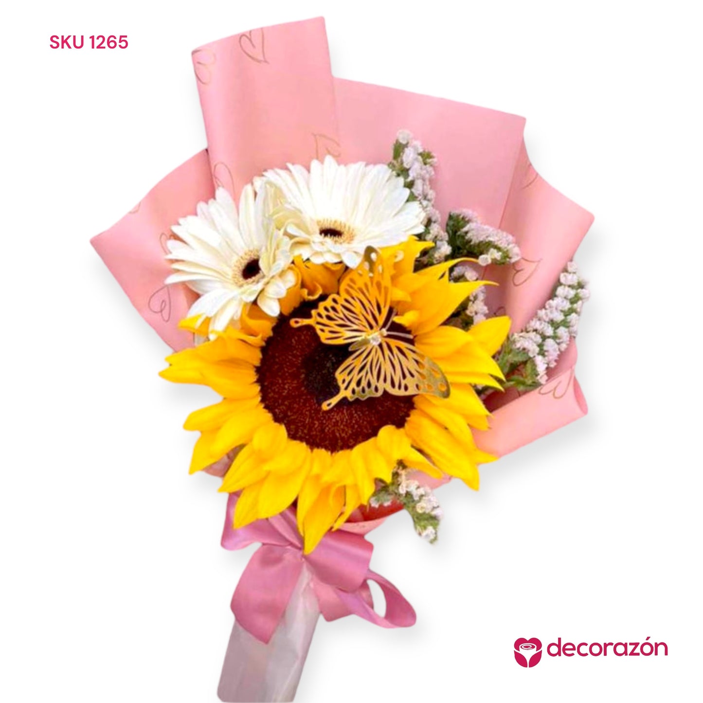 Ramo de Girasol con Gerbera blanca