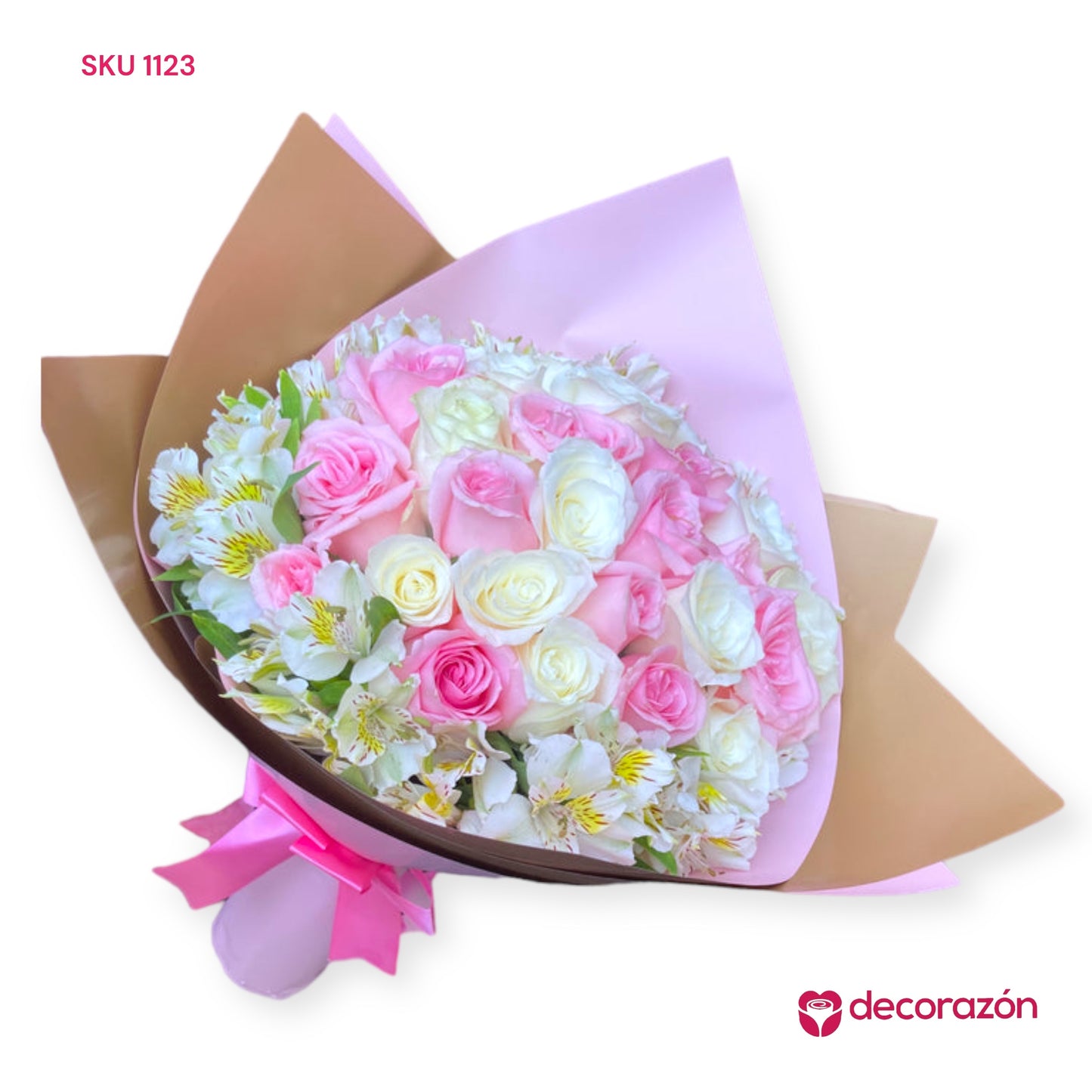 Ramo de 24 rosas blancas y rosas