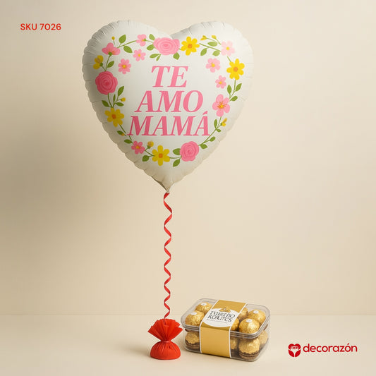 Globo 18’ Mamá y caja de 16 chocolates Ferrero