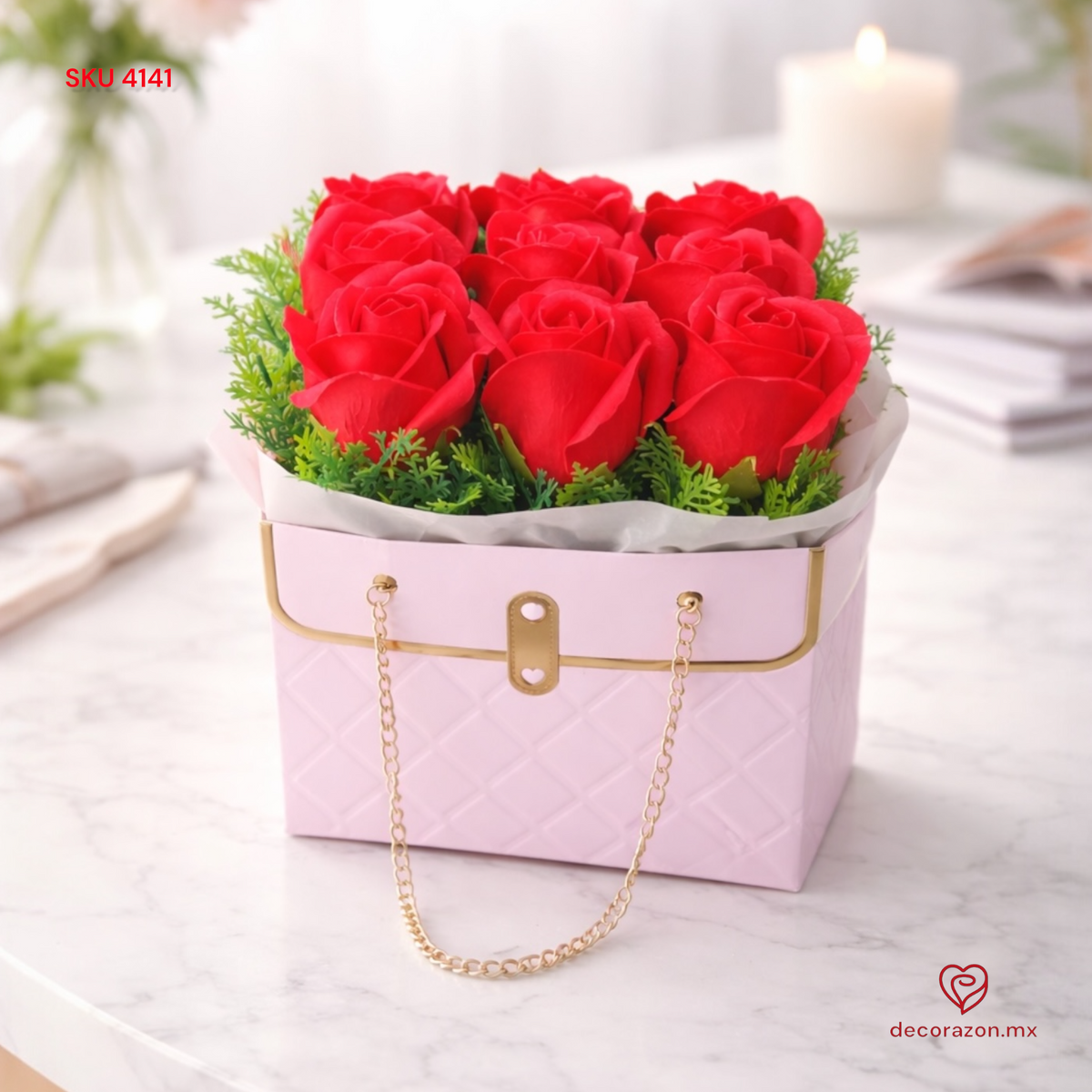 Caja rosa rosas eternas – Florería Decorazon