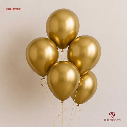 Ramillete de 5 globos Oro