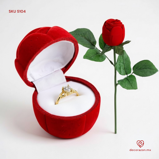 Estuche para anillo en forma de rosa