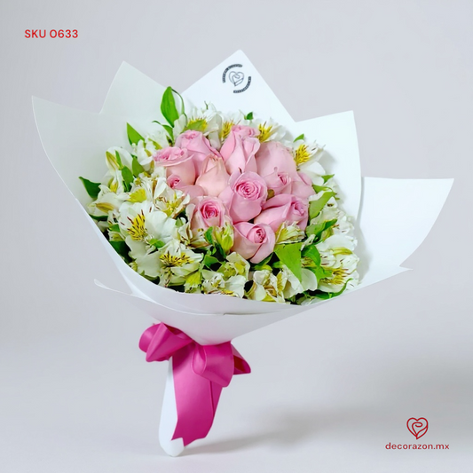 Ramo de 12 Rosas pastel