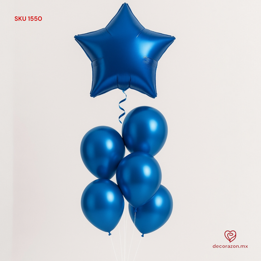 Ramillete globos látex y estrella azul