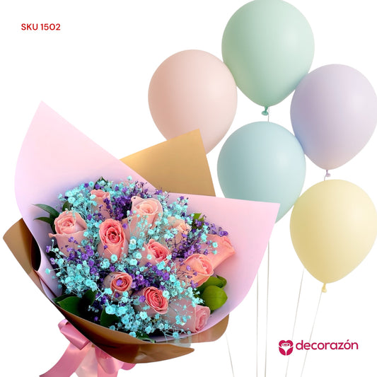 Ramo Camila y ramillete de globos de látex