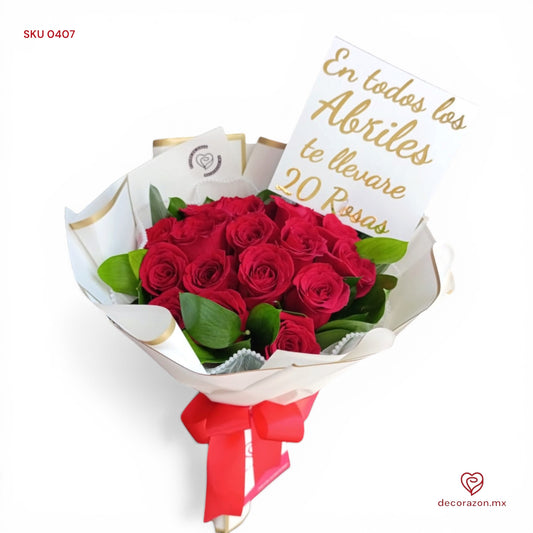 20 rosas de Abril Rojo