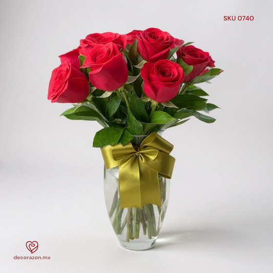 Florero de 12 Rosas rojas