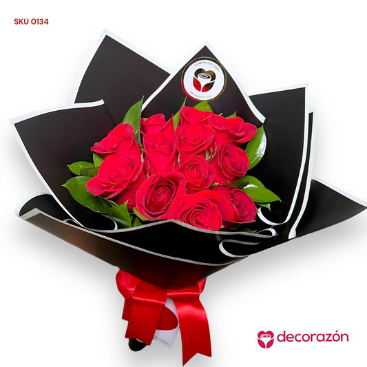 Bouquet de 12 rosas rojas