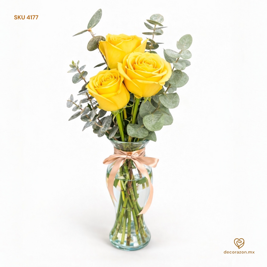 Violetero 3 rosas amarillas