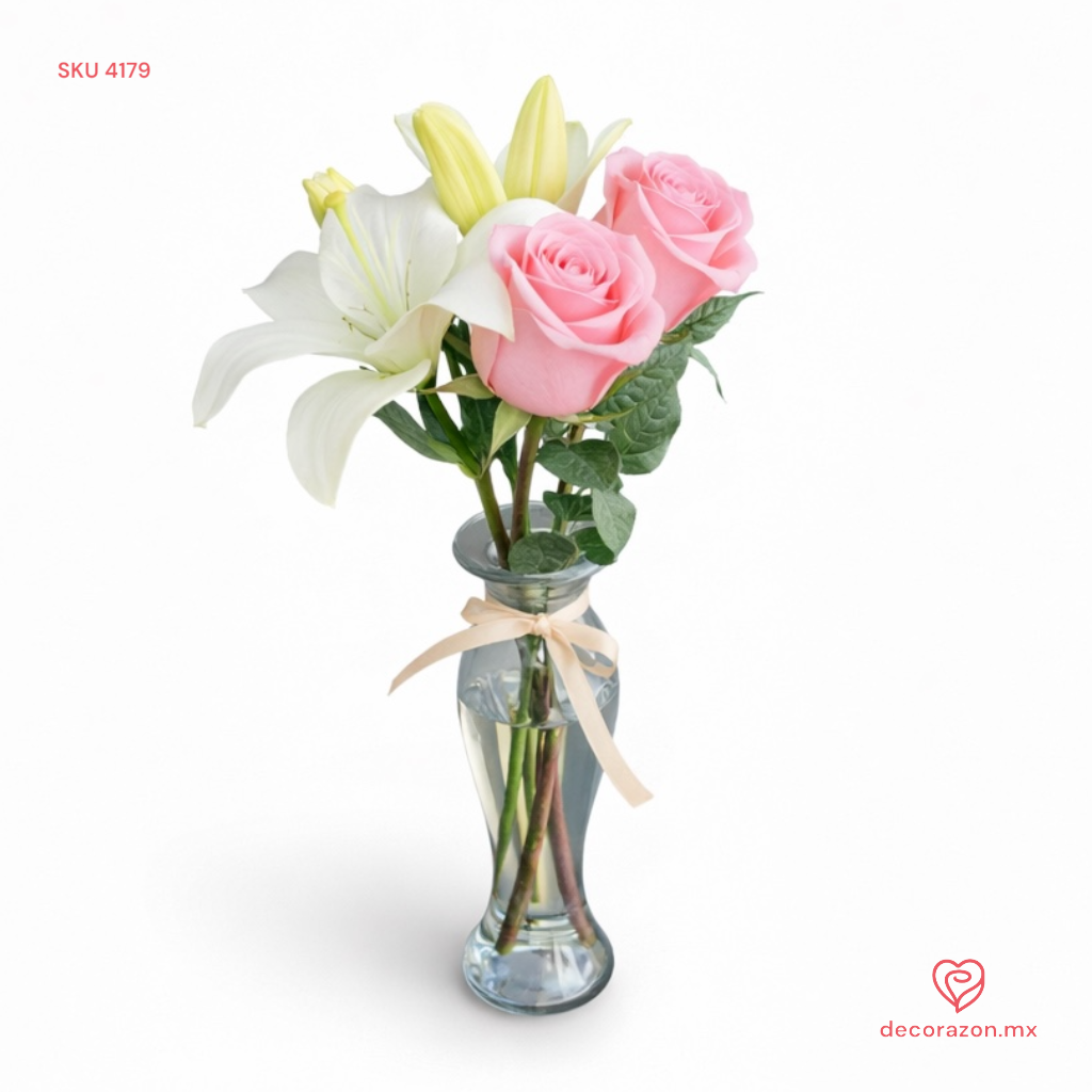 Violetero Lili blanca y rosas