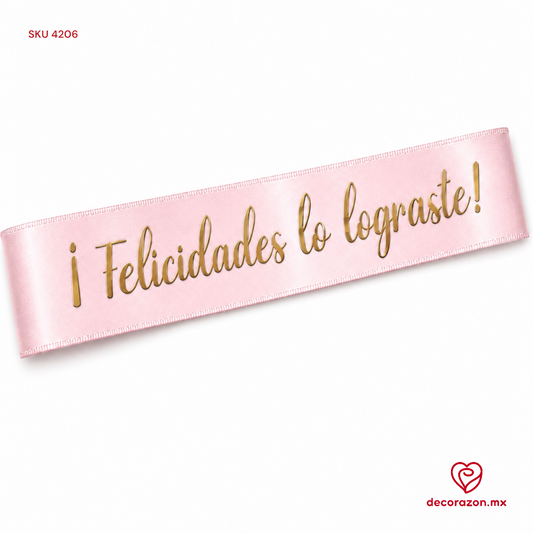 Listón rosa Felicidades lo lograste