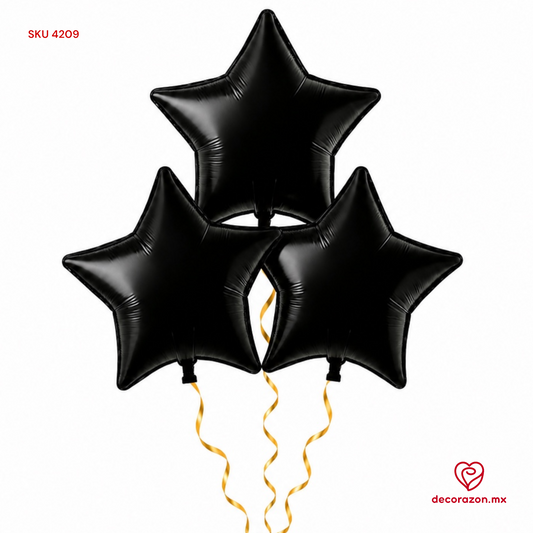 Ramillete de 3 estrellas color negro