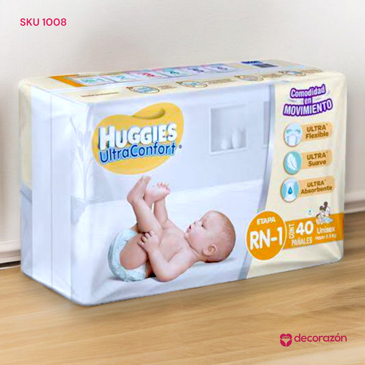 Pañales recién nacido Huggies UltraConfort 40 pz