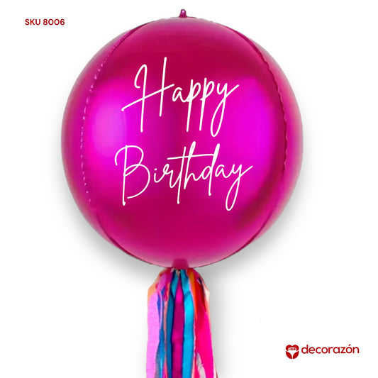 Globo Orbz magenta Happy Birthday